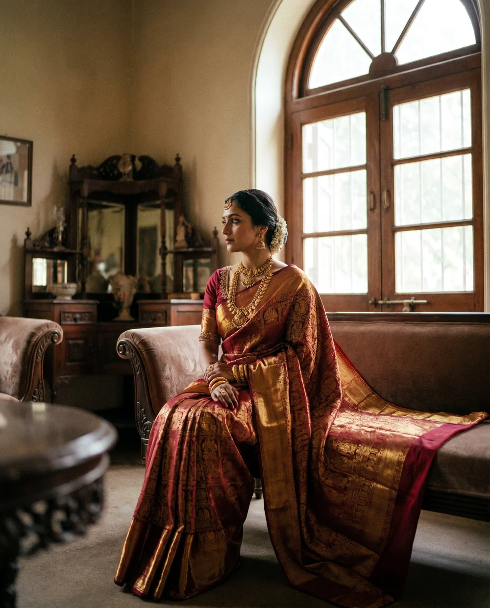 Bridal Kanjeevaram silk saree at Seematti Mayiladuthurai