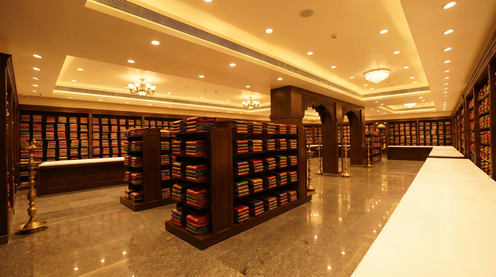 Interior of Seematti silk saree showroom in Mayiladuthurai